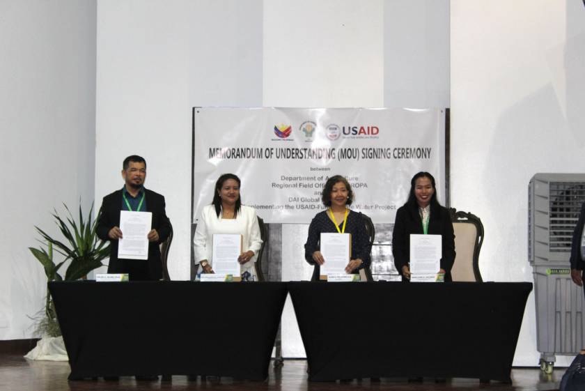 Memorandum of Understanding para sa implementasyon ng USAID – Funded Safe Water Project sa Palawan, nilagdaan ng DA – MIMAROPA at DAI Global LLC
